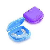 2 팩 리테이너 케이스 교정용 리테이너 홀더 케이스 Invisalign 마우스 나이트 가드 얼라이너용 벤트 홀 포함 케이스(블루 퍼플), Black White
