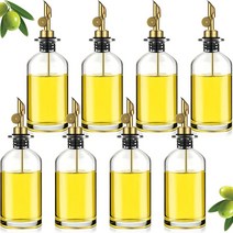 Thenshop 8피스 355ml(12온스) 올리브 오일 디스펜서 커피 시럽 디스펜서 식초 디스펜서 병 오일 크루트 투명 구강 세정제 유리 주방 요리 커피 바 금속 가중 푸어러 포