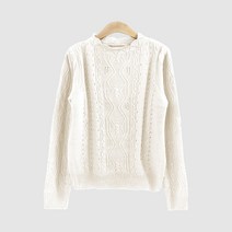 아네모네 웨이브 반목 포인트 짜임 소매 긴팔 니트