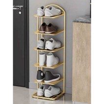 철제 신발장 도어 홈 다층 방진 수납 신발장 기숙사 코너 슬리퍼 랙 공간 박스, 5단 라이트 럭셔리 골드