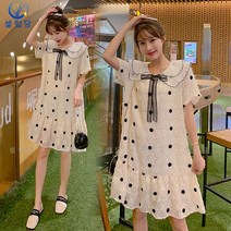 셀럽당 임부복 여름 원피스 패션 미디 루즈핏 반팔 쉬폰 A라인 스커트 임산부 원피스