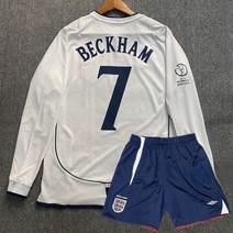 2002 FIFA 잉글랜드 호환 셔츠 No.7 긴팔 반팔 축구 트레이닝 유니폼 반바지