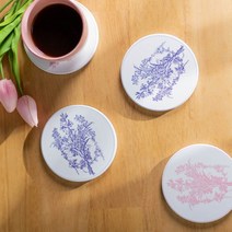 앤틱 부케 컵받침 4P 세트 도자기 코스터, 기본