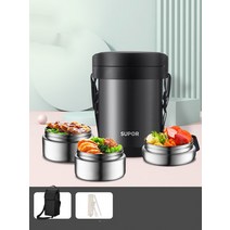 보온 도시락 스텐반찬통 도시락반찬통 열 보존 도시락 초장 열 보존 배럴 다층 스테인레스 스틸 휴대용 도시락 학생 및 직장인을위한, 요석흑1.7L  【단열 가방 보내기 식기 세트】