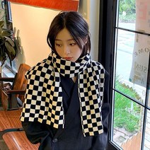 격자 타탄체크 와이드 니트 롱머플러 가볍고 따뜻 체스 스카프 여성머플러 여자머플러 정장머플러 골프머플러 골프스카프 출근머플러 쁘띠 넥워머 간절기코디 졸업머플러 니트스카프 정장스카프