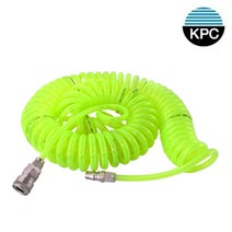 KPC 코일호스 투명 형광색 에어 호스 콤프레샤 우레탄 카플링장착 부산달동네, 8mm X 5mm X 7.5m, 1개