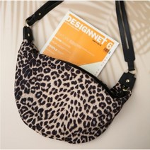 호피 무늬 하프문 크로스백 가벼운 레오파드 반달백 여자 핸드폰 지갑 가방 캐주얼 핸드백