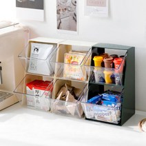 주방 서랍형 2단 투명 아크릴 수납함 정리대 수납선반 티백 마스크 커피캡슐 보관함, 그린, 그린