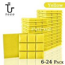 방음부스 TOUO 스튜디오 어쿠스틱 폼 스폰지 녹음 사무실 패널 6 개 1224, 26.Yellow  Medium Density12 Pc