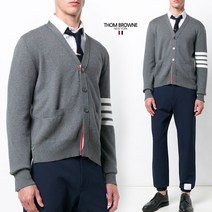 톰브라운 MILANO STITCH 코튼 브이넥 가디건 GY