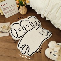 MDIV 미니 고양이 강아지 화이트 러그발매트 2장세트, 고양이2장