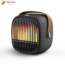 Apnoo 휴대용 3D-PTC 시뮬레이션 불꽃 전기히터 LED 온풍기, 화이트, 2In1-800W
