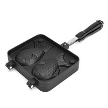 가정용 붕어빵기계 Taiyaki 물고기 모양의 와플 팬 메이커 비 스틱 더블 팬 21, 검은색