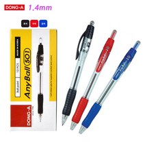 [성실한오피스] 동아 애니볼 볼펜, 1개, 1.4mm_검정(12개입)