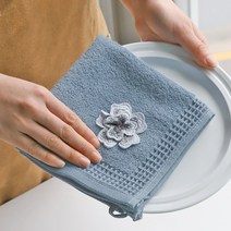 카페 가정용 부드러운 핸드타올 코튼 꽃자수 면행주, 핑크
