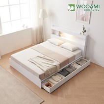 우아미가구 모노 피크 LED 3서랍수납형 K 침대 DM5249, 그레이