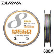 다이와 루어낚시 300m 3호 8합사 5색PE 메가센서 X8, 2호-120357