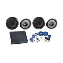 4) 알파인 SPE-6000 6.5인치 480와트 카 오디오 스피커+4채널 앰프+앰프 키트