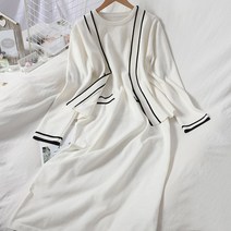 돌체비타샵 라인 긴팔 니트 가디건 반팔 원피스 세트