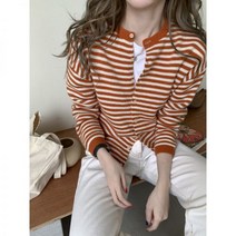 오렌지가디건 기본 가디건 비비드 니트 심플 캐주얼 오렌지색 데일리 베이직 간절기 봄 가을
