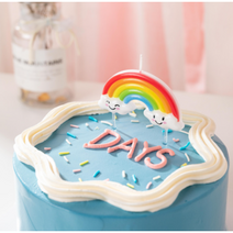 메리멜팅 무지개초 보틀케이크 데코 생일초 구름캔들