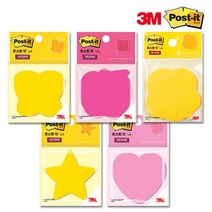 3M 포스트잇 강한점착용 노트 메모지 SSN-DC모양 하트, 별