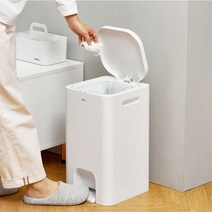 소리없는 20L 종량제 휴지통 신혼집 쓰레기통 식당 업소용, 1개, 화이트