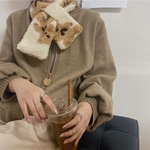 가을 겨울 뽀글이 목도리 도매 여한판 캐릭터 프린트 곰돌이 양털 뽀글뽀글 귀여운