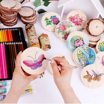 민화 컵받침 3개1세트 만들기 그림 그리기 꾸미기, 꽃 일 세트