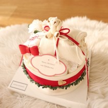 주식회사 앙앙 너의 첫 크리스마스 1단 기저귀케이크 (상하복세트 미니타올 머리핀), 돌선물