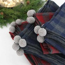 아트박스/앤코튼 이중거즈 체크 폼폼 블랭킷/쇼파담요[large]