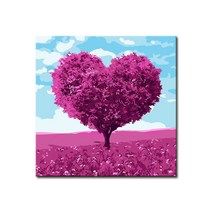 DIY캔버스페인팅 명화그리기 유화 세트 그림 액자, E20_핑크하트나무