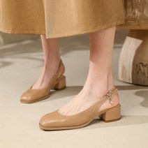 슬링백구두 여성 발편한 펌프스힐 통굽 낮은굽 심플 무광 A26