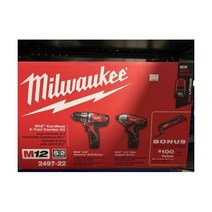 Milwaukee 밀워키 2497-22 M12 해머 드릴 임팩트 드라이버 콤보 키트 2 배