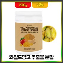 와일드망고 분말 씨앗 가루 종자 추출물 고농축 야생 아프리카 망고 씨드 건강 차 주스 파우더, 230g, 2개