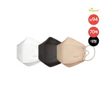 네퓨어 최신상 프리미엄 뉴 황사방역용마스크 KF94 대형(70매) (화이트/블랙/베이 -, 블랙