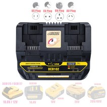 디월트충전기 호환 DCB102 충전기 급속 2 슬라이드 포트 4A 전류 USB 2A DCB200 Dewalt 10.8V 14.4V 20V 60, 04 AU