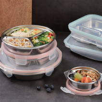 스텐락 국산 포스코 스텐 원형 나눔 반찬통 밀폐용기, 스텐락 멀티 원형 1호 200ml