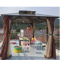스카이어닝 정자 야외정자 가제보 gazebo 조립식 원두막 파고라 사각 정원 농막 마당, 2.5x3.0m  + 거즈 커튼 천