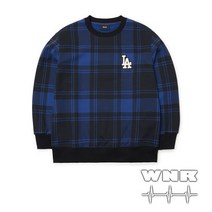 MLB) 체크 전판 오버핏 맨투맨 3AMTC2114-07INS