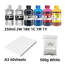 새로운 250ml dtf 잉크 핫멜트 파우더 + 청소 + 프린터 필름 인쇄 및 전사 용 직접 전사 필름 프린터 용 필름, 4color 2wt 60wt