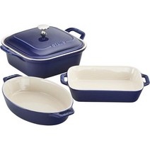STAUB 스타우브 도자기 베이킹 트레이 냄비 세트(Set), 러스틱 청록색