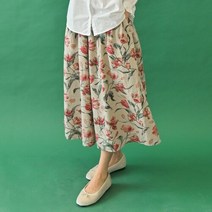 내추럴가든 로즈 셔링 린넨 스커트