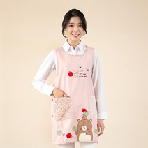 이솔홈 앞치마 원피스형 주방 공방 카페 바리스타 어린이집앞치마 모음, 애플 앞치마 01_핑크