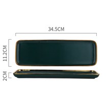 Tableware Green Ceramic Dinner Set Gold Inlay Porcelain Dessert Plate Steak Snack Cake Plate Sal, 11.5X34.5X2CM