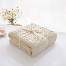 북유럽 꽈배기 니트 블랭킷 담요 소파 커버 무릎담요 소파블랭킷 캠핑담요, 크림색 + 110cmX180cm