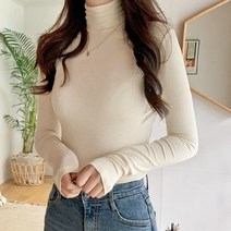 티데일리 여성용 리얼핏 소프트 골지 목폴라 긴팔 티셔츠