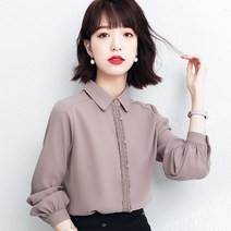 긴팔 셔츠 여성 2022 신작 가을 전문 서양식 셔츠 캐주얼 2030 블라우스 오피스룩 회사원 출근룩-86150