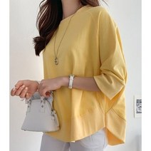 봄 여름 나그랑 반팔 티셔츠 7부 화사한 컬러 루즈핏 면100