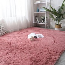 카페트 양모 북유럽 대형 미니 러그 양털 거실카펫트 이케아러그 침실, 100×160cm(털 빠짐없이 세탁 가능), 핑크 퍼플 퓨어 업그레이드(+두꺼운+쫀쫀한+소프트)√